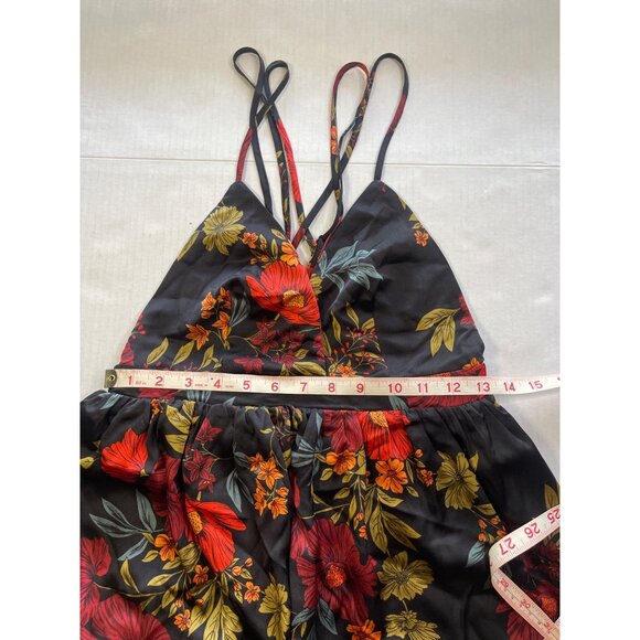 Midnight Bloom Maxi Dress Sz S Floral Deep V Neck Side Slit Boho Chic Summer NWT - Picture 5 of 16